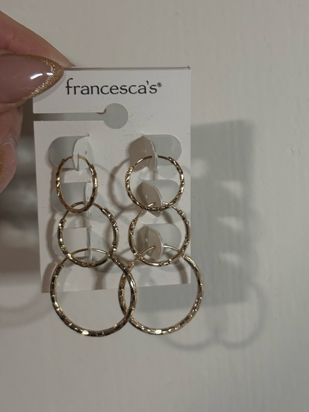 Francesca's Textured Layered Gold Hoop Earrings